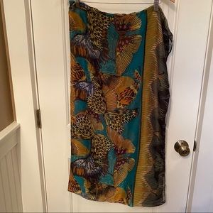 TASHA SCARF ETERNITY WRAP GREEN BLUE BLACK BUTTERFLY PRINT ACCESSORY